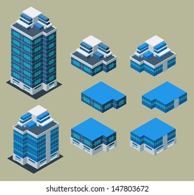 separated isometric building/apartment, its height is easily customize