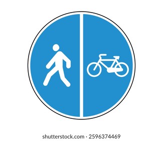 Separated Paths Road Sign - Pedestrians and Cyclists - High Quality Vectorial Graphic