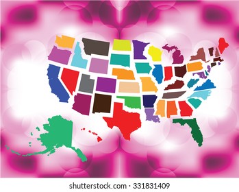 Separated State Maps & Background  - Vector Illustration