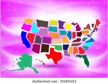 Separated State Maps & Background  - Vector Illustration