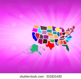 Separated State Maps & Background  - Vector Illustration