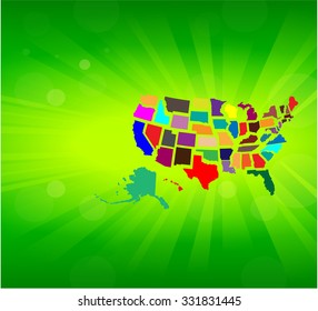 Separated State Maps & Background  - Vector Illustration