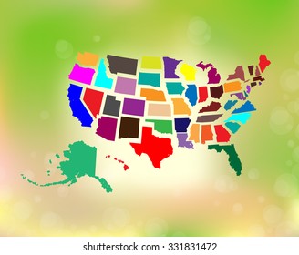 Separated State Maps & Background  - Vector Illustration