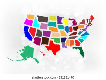 Separated State Maps & Background  - Vector Illustration