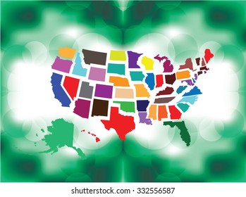 Separated State Maps & Background  - Vector Illustration