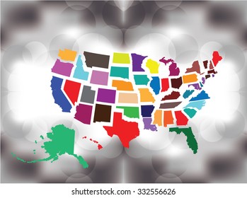 Separated State Maps & Background  - Vector Illustration