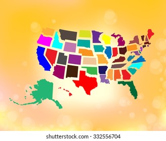 Separated State Maps & Background  - Vector Illustration