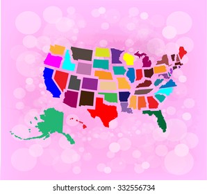 Separated State Maps & Background  - Vector Illustration