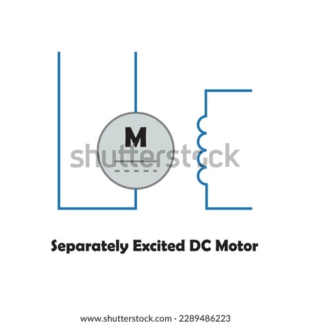 Separately Excited DC motor Electric Symbol Vector Image illustartion  Isolated on White Bachground