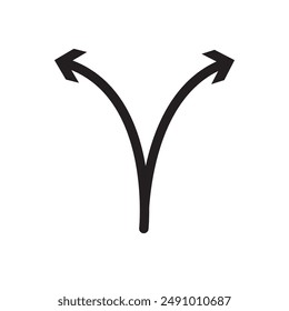 Separating arrow in two part icon Black line art vector logo