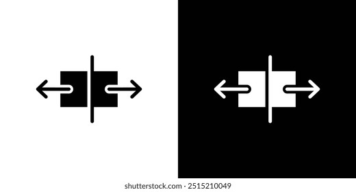 Separating arrow in two part icon logo set vector