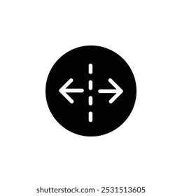 Separating arrow in two part icon web design in vector