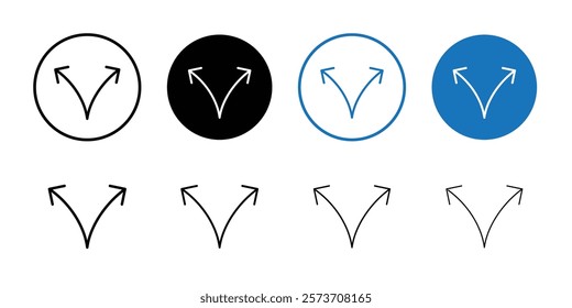 Separating arrow in two part icon Thin line art isolated