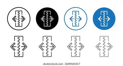 Separating arrow in two part icon Line Art Logo set