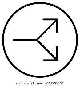 Separating arrow in two part icon Thin line vector design