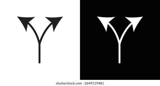 Separating arrow in two part icon Isolated flat vector in outline