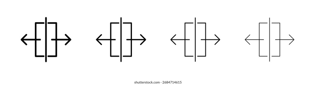 Separating arrow in two part icon Flat thin line vector illustration art outline set