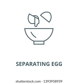 Separating egg white and yolks vector line icon, linear concept, outline sign, symbol