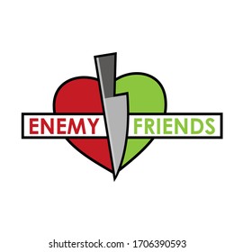 Separating friends and enemies vector concept. flat design. Vector Illustration on white background