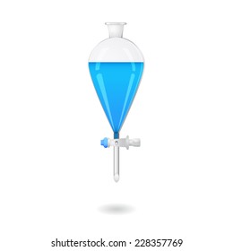 Separating funnel - 3d illustration of chemical lab equipment, vector, eps 10