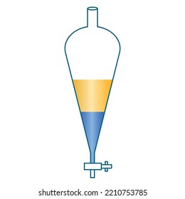 separating funnel diagram. Scientific vector illustration isolated on white background.