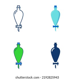 Trennen des Trichter-Icons im flachen und Zeilenstil. Separatorische chemische Ausrüstung. Vektorgrafik.