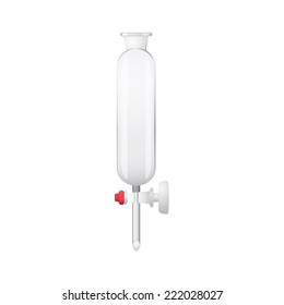 Separating funnel - illustration of chemical lab glassware, 3d, isolated on white background, vector, eps10