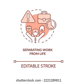 Separating work from life terracotta concept icon. Set boundaries. Avoid burnout abstract idea thin line illustration. Isolated outline drawing. Editable stroke. Arial, Myriad Pro-Bold fonts used