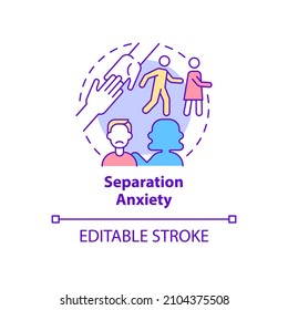 Separation anxiety concept icon. Fear to loss someone. Anxiety disorder abstract idea thin line illustration. Isolated outline drawing. Editable stroke. Roboto-Medium, Myriad Pro-Bold fonts used