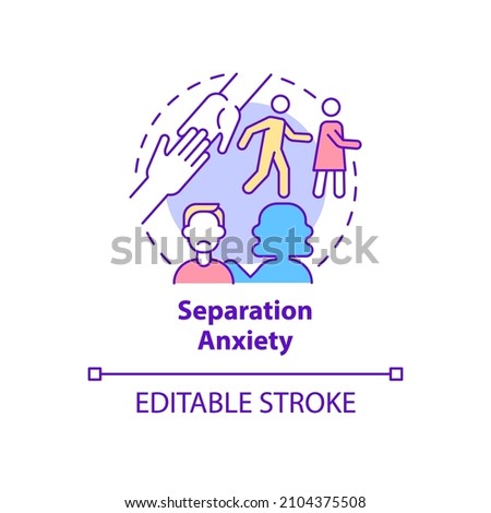 Separation anxiety concept icon. Fear to loss someone. Anxiety disorder abstract idea thin line illustration. Isolated outline drawing. Editable stroke. Roboto-Medium, Myriad Pro-Bold fonts used