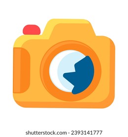 Separation of digital SLR camera, electronic home devices. Devices out of use and subject to disposal. Recycling of industrial products. Simple flat vector isolated on white background