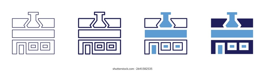 Separation flask icon in 4 different styles. Thin Line, Line, Bold Line, Duotone. Duotone style. Editable stroke.