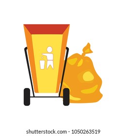 Separation of garbage. Icons for the waste basket. Isolated elements. Vector illustration

