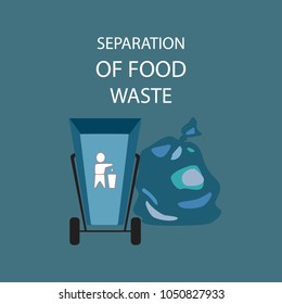 Separation of garbage. Icons for the waste basket. Isolated elements. Vector illustration

