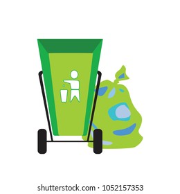 Separation of garbage. Icons for the waste basket. Isolated elements. Vector illustration