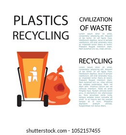 Separation of garbage. Icons for the waste basket. Isolated elements. Vector illustration