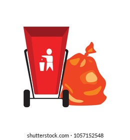 Separation of garbage. Icons for the waste basket. Isolated elements. Vector illustration

