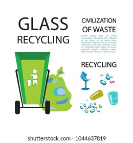 Separation of garbage. Icons of garbage and waste. Isolated elements. Vector illustration