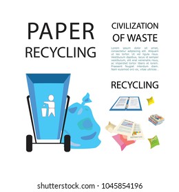 Separation of garbage. Icons of garbage and waste. Isolated elements. Vector illustration