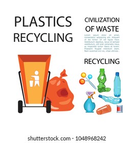 Separation of garbage. Icons of garbage and waste. Isolated elements. Vector illustration