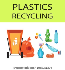 Separation of garbage. Icons of garbage and waste. Isolated elements. Vector illustration

