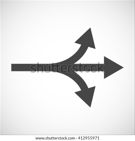 Separation icon with arrows explanation. Complication, forking, branching. Diversification process in business. Split from single to many. From simple to complex arrow diagrams.