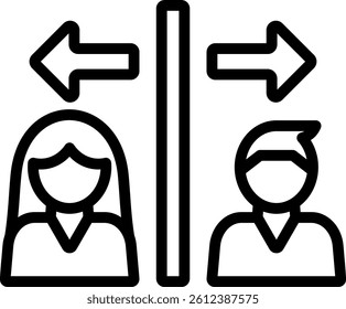 Separation Icon Outline Vector Illustration