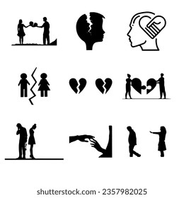 separation, parting from a loved one. Vector silhouettes EPS 10