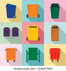 Separation recycle bin waste trash icons set. Flat illustration of 9 separation recycle bin waste trash vector icons for web