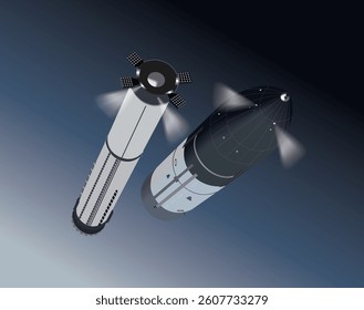 Separation of stages during the propulsion of a multi - stage space rocket