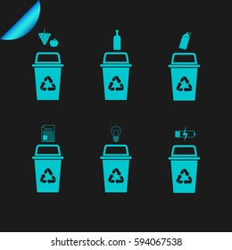 Separation of waste on garbage bins. Sorting waste for recycling. 