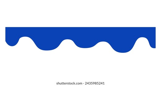 Separator blue wavy shape for website. Curve lines frame for top page isolated on white