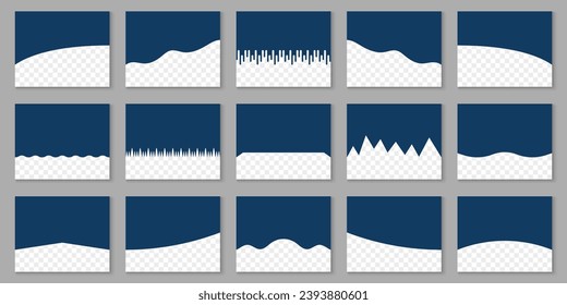 Separator Border Collection For App, Banner, Poster. Divider Shape for Website Top and Bottom Set. Curve Line, Waves, Drops. Abstract Form, Design Element for Web Page. Isolated Vector Illustration.