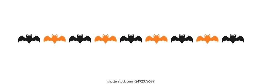 Separator Border illustration line of bat icon silhouette pattern for Halloween day concept of autumn season